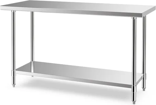 Miniatura 8 de Giantex mesa de acero inoxidable con estante inferior para cocina industrial. Mesa de trabajo para preparación de alimentos 24 x 36 pulgadas
