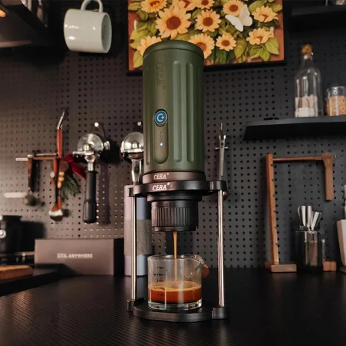 Miniatura 9 de CERA+ PCM03S - Máquina de café espresso portátil de 5 a 8 tazas por carga, autocalentamiento de 20 barras, cápsulas NS y café molido, cafetera Verde