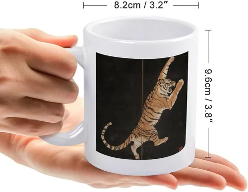 Miniatura 2 de Tazas de café de tigre feroz a rayas asiáticas vintage de cerámica abstracta vida silvestre Asia naturaleza selva taza papá regalos de cumpleaños
