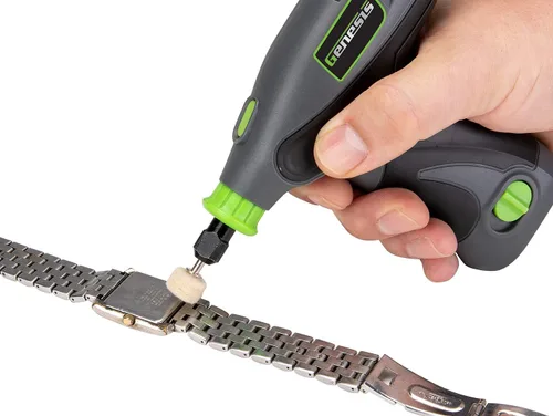 Miniatura 5 de Genesis GLRT08B-65 Herramienta giratoria de velocidad variable de 8 V con batería de iones de litio extraíble, soporte de carga, adaptador de pared
