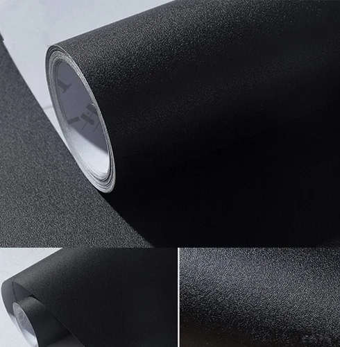 REDODECO Papel adhesivo de vinilo con textura mate de color sólido, papel adhesivo para gabinetes, estantes, 15.8 x 79 pulgadas (negro)
