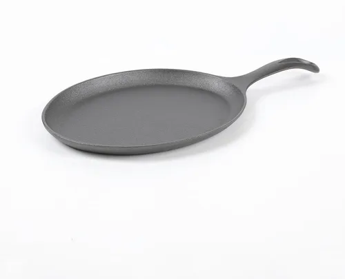 Miniatura 4 de HAWOK Plato de fajita de hierro fundido, 16.5 pulgadas de largo x 7.09 pulgadas de ancho, con bandeja de bambú y soporte para mango, pre-sazonado