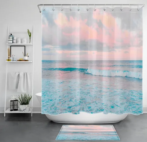 Miniatura 43 de LB Cortina de ducha de otoño para baño, divertido gato negro con fantasma en la bañera en el bosque de otoño, cortina de ducha de tela de cosecha