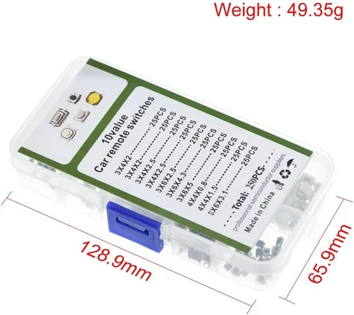 Miniatura 5 de 250 unids 10 tipos de interruptor de botón táctil coche control remoto teclas botón táctil micro interruptor