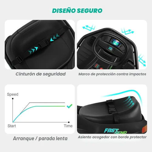 Miniatura 5 de Coche de deriva giratorio de 360 grados, Go Kart eléctrico de 24 V para niños con ruedas de repuesto, alta/baja velocidad, motor sin escobillas
