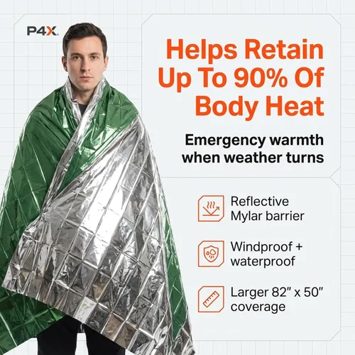 Miniatura 2 de PREPARED4X Paquete de 8 mantas Mylar – Manta de emergencia impermeable – Equipo de supervivencia resistente a rasgaduras y desgarros – Manta térmica