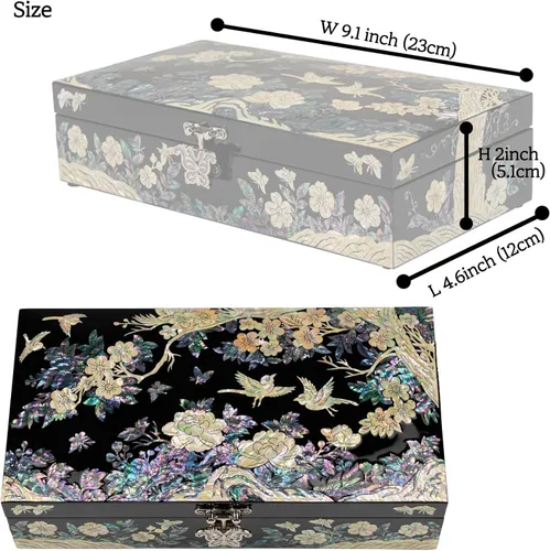 Miniatura 7 de February Mountain Joyero grande de nácar con bandeja para anillos, regalos únicos hechos a mano para mujeres, caja decorativa de recuerdo de concha