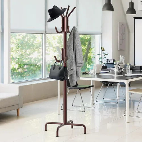 Miniatura 5 de Simple Houseware - Perchero de pie organizador para abrigos y sombreros, 12 ganchos, bronce