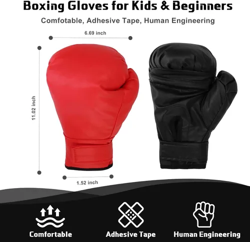 Miniatura 4 de 2 pares de guantes de boxeo para hombres y mujeres, guantes de entrenamiento de boxeo adecuados para principiantes y niños, juego profesional