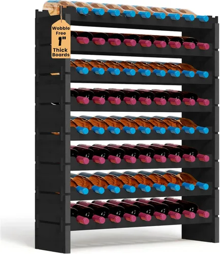 Miniatura 11 de NutriChef Magnum Estante de vino modular apilable para 24 botellas de gran tamaño, aparador mejorado de 1 pulgada de grosor, varillas de estante