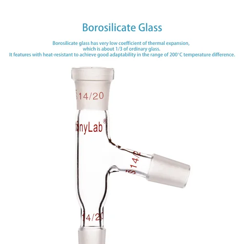 Miniatura 3 de StonyLab Adaptador de destilación de 3 vías con juntas 14/20 para aparatos de destilación