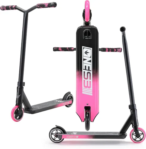 Envy Scooters ONE S3 Stunt Scooter - Patinete de trucos para niños de 6 a 12 años - Scooter de estilo libre para principiantes Negro/Rosa