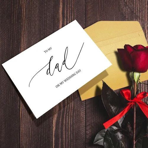 Miniatura 5 de Nchigedy Tarjeta del día de boda para padre, tarjeta de agradecimiento, interior en blanco, 8 x 5.3 pulgadas, tarjeta pesada, funda protectora de #6