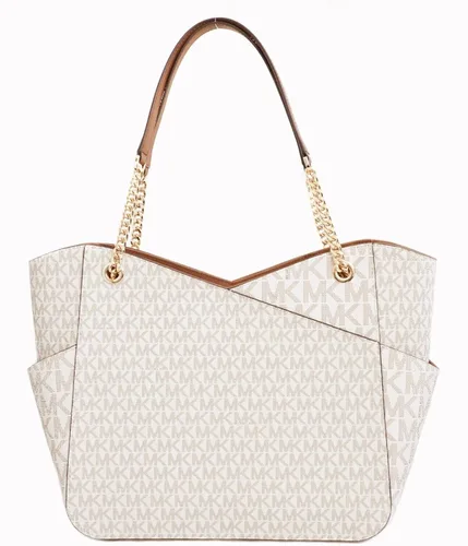 Miniatura 8 de Michael Kors Jet Set Bolso de hombro con cadena grande (VANILLA Multi), Vainilla Mk Signature