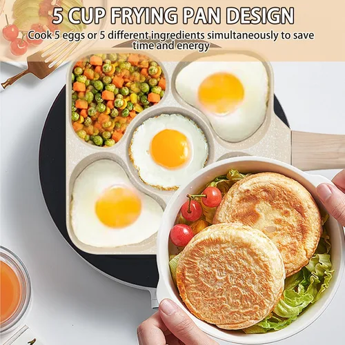 Miniatura 4 de JUSTUP Sartén antiadherente para tortilla de 5 tazas, sartén saludable de granito de aluminio para panqueques, sartén con mango resistente al calor