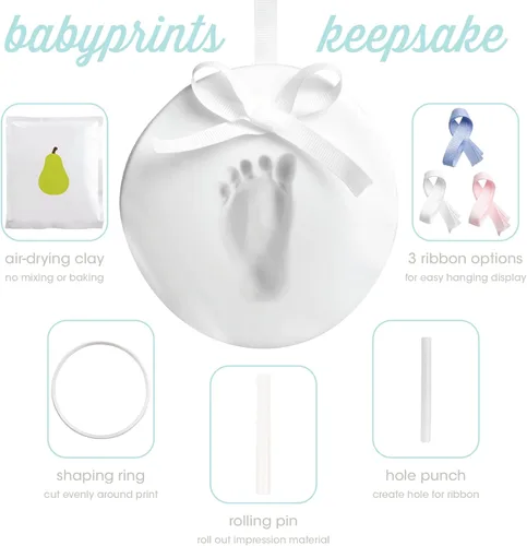 Miniatura 4 de Kit de huellas de bebé o huellas de Pearhead, mi primer adorno de Navidad, recuerdo de arcilla DIY, regalo para padres nuevos y futuros, 3 cintas