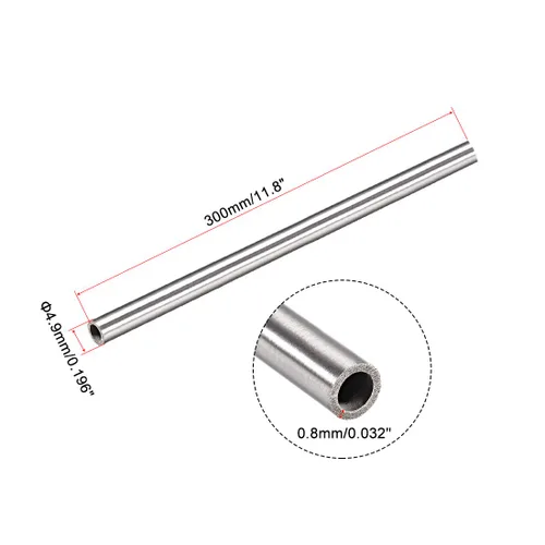 Miniatura 2 de uxcell Tubo capilar de acero inoxidable 304, tubería de 3.3 mm de diámetro interior, 4.9 mm de diámetro exterior, 300 mm de longitud, 0.8 mm