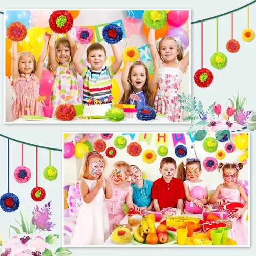 Miniatura 7 de Tallew 18 piezas de papel mexicano flores de papel de seda coloridas para fiesta mexicana primavera floral telón de fondo de fiesta de baby shower