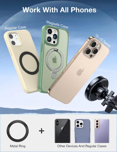 Miniatura 5 de AKESEPE Soporte magnético para teléfono MagSafe [2025 con potencia magnética más fuerte 2025] para ventilación de coche, rotación de 360°, soporte