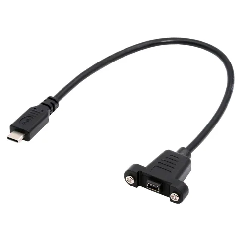 Miniatura 10 de cablecc Tipo de montaje en panel Mini USB2.0 5Pin macho a hembra Cable adaptador de extensión con tornillos 19.7 in