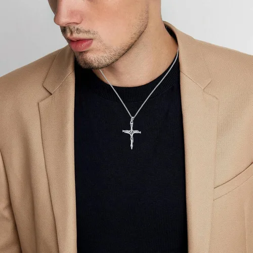 Miniatura 17 de Collar de plata de ley 925 con medalla de San Patrón, colgante de protección católica, amuleto, joyería religiosa para hombres y mujeres