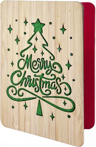 Miniatura 17 de 67 divertidas tarjetas de madera de Navidad, Ho Merry Chaos‑Mas, interior rojo en blanco para mensaje personalizado, regalo para familiares
