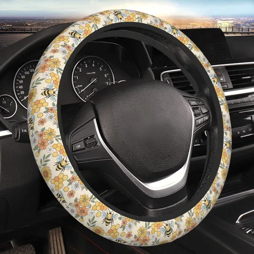 Miniatura 13 de Funda protectora para volante de automóvil de 15 pulgadas para mujeres y hombres, funda protectora de neopreno antideslizante para volante
