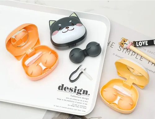Miniatura 6 de Rain House Paquete de 2 bonitas fundas para lentes de contacto, caja de almacenamiento para lentes de contacto Shiba Inu, soporte portátil