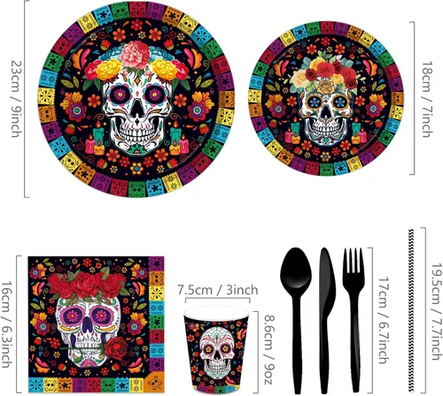 Miniatura 2 de Suministros para fiestas mexicanas de 116 piezas, 16 invitados, decoraciones de fiesta mexicana, incluyendo platos de papel para fiesta del Cinco