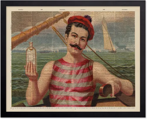 Miniatura 55 de Poster Master Impresión vintage de marinero, póster victoriano retro, arte de carrito de alcohol y bar, diseño de pared humorístico, arte de océano