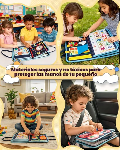 Miniatura 6 de Tablero de actividades para niños de 1 año, libro ocupado para niños de 1 a 3 años, juguetes Montessori para niños de 1 año, actividades sensoriales