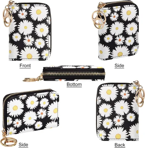 Miniatura 4 de OIDERY Tarjetero de tarjeta de crédito RFID, estuche de tarjeta de acordeón con llavero para niña, cartera pequeña para mujeres con cremallera, Card
