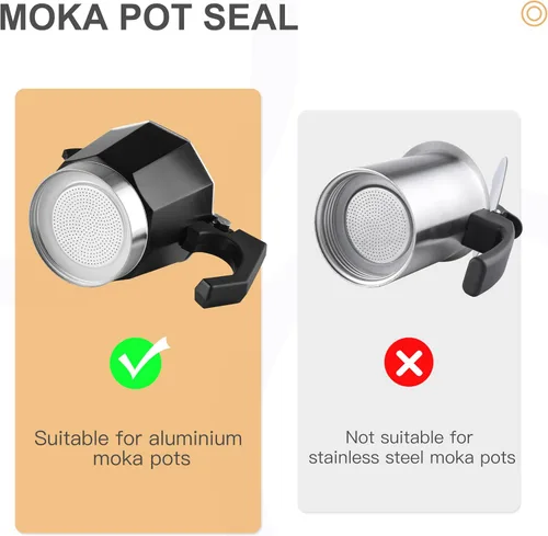 Miniatura 3 de wedrink 1 filtro y 3 sellos de silicona de repuesto para cafetera de aluminio Moka Pot y estufa Espresso (6 tazas)