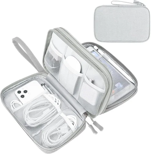 Miniatura 55 de FYY Organizador electrónico, organizador de cables de viaje, bolsa de transporte para accesorios electrónicos, portátil, impermeable, doble capa