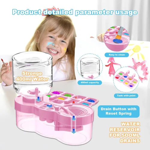 Miniatura 4 de Limpiador de Pinceles de Pintura, Dispensador Mejorado de Enjuague de Acuarela con Ciclo de Agua con Soporte y Paleta, Lavando Mis Pinceles, Sistema