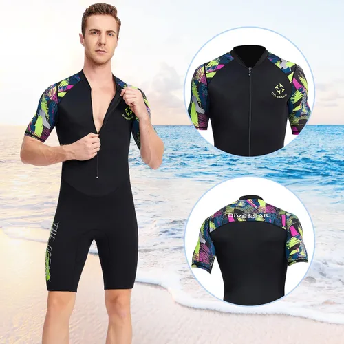 Miniatura 4 de DIVE & SAIL Traje de neopreno corto de 0.059 in para adultos, para buceo, natación, surf, canoa