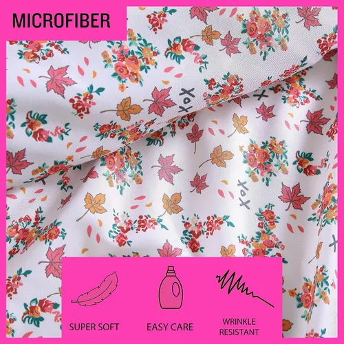 Miniatura 4 de Betsey Johnson - Sábanas de cama King, ropa de cama suave y ligera, resistente a la decoloración y a las arrugas (rosa follaje otoño, King)