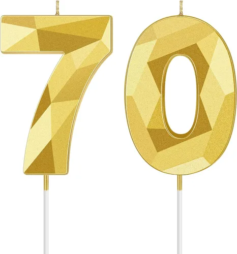 Miniatura 20 de Nuanchu Velas de cumpleaños número 10 en forma de diamante 3D, velas numeradas para pastel de cumpleaños, velas temáticas para hornear en familia