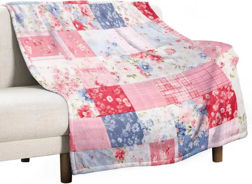 Miniatura 19 de Manta de verano con parches bohemios, vintage, bohemia, acogedora manta de franela para sofá, cama para niños y adultos, 30 x 40 pulgadas, manta