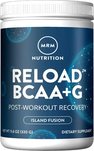 MRM Nutrition Reload BCAA+G Recuperación post-entrenamiento | Sabor Island Fusion | 0.34 oz de aminoácidos | con CarnoSyn® | Recuperación muscular |