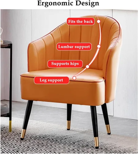 Miniatura 3 de YCKEGEW Sillón para sala de estar, silla moderna de club, silla de cuero, taburete tapizado, silla individual para sala de estar, dormitorio, Verde