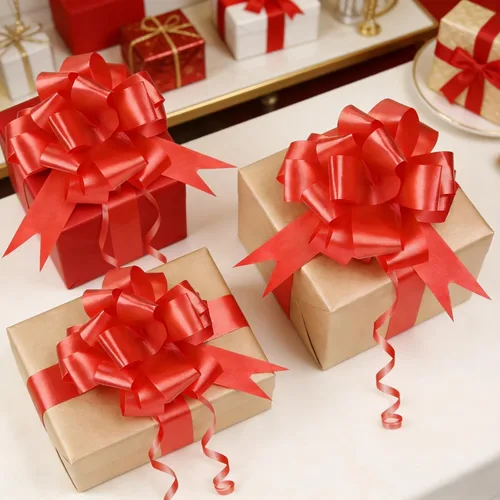 Miniatura 4 de GWHOLE 60 lazos de cinta roja de 5 pulgadas, lazos de regalo para manualidades, caja de manualidades, boda, día de San Valentín, decoración