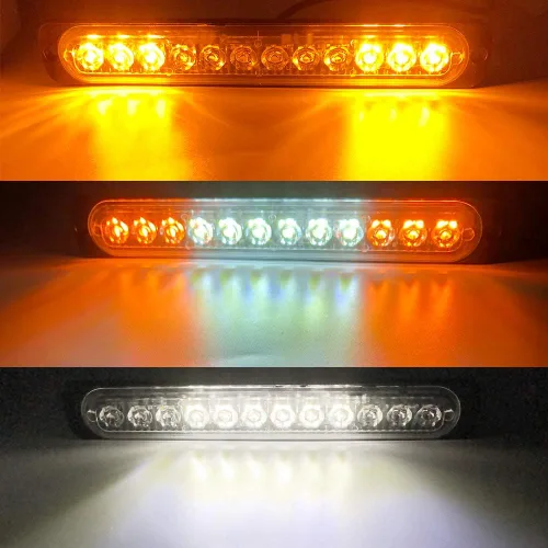 Miniatura 7 de 2 piezas de 12 LED, luz de emergencia de baliza de peligro, luz de advertencia estroboscópica, luz de intermitencia roja y blanca, barra de luz