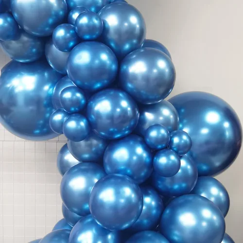 Miniatura 3 de 102 globos de color azul cromado de 18 pulgadas, 12 pulgadas, 10 pulgadas, 5 pulgadas, diferentes tamaños, kit de globos metálicos de fiesta