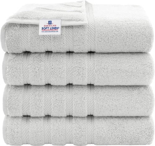 Miniatura 114 de American Soft Linen - Juego de 4 toallas, 100% de algodón turco, 27 x 54 pulgadas, tamaño extragrande, toallas para la ducha, color amarillo