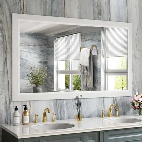 Miniatura 60 de Amorho Espejo de Baño Negro, Espejos de Pared de 24x30 Pulgadas con Marco de Metal Grueso para Sobre el Fregadero, Dormitorio, Sala de Estar