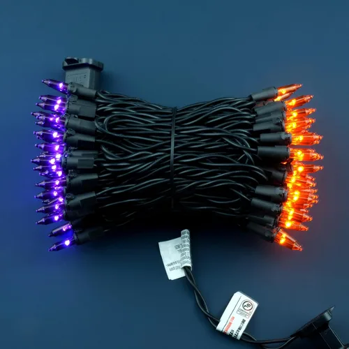Miniatura 5 de YULETIME 100 luces de Navidad multicolor, 33 pies de cable verde certificado UL como incandescentes, mini cadena de luces LED