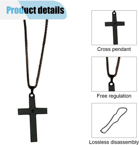 Miniatura 10 de Abalorio de acero inoxidable con cruz de automóvil con versículo de la Biblia, adorno colgante de cruz para automóvil, para hombres, mujeres y hogar