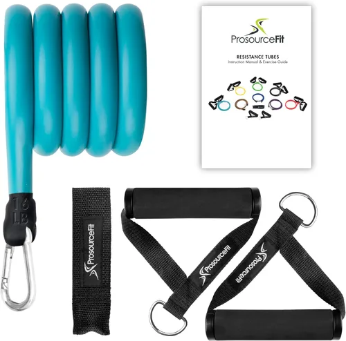 Miniatura 10 de ProsourceFit Single Stackable Resistance Bands with Door Anchor and Exercise Guide, 8-12 LB, Heavy Duty Fitness Tube for Full-Body Exercises and
