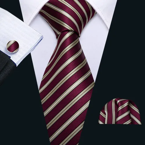 Miniatura 153 de Barry.Wang Juego de corbatas para hombre, corbata de seda a rayas, tejido a cuadros, gemelos formales, negocios, boda